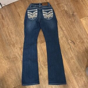 Blue Flare & Wide Leg Jeans with Embroidered Details
